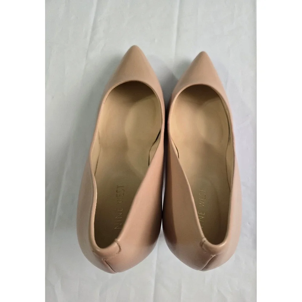 Nine West Etta Pointed Toe Pumps Light Natural Leather Stiletto Heels 9.5M